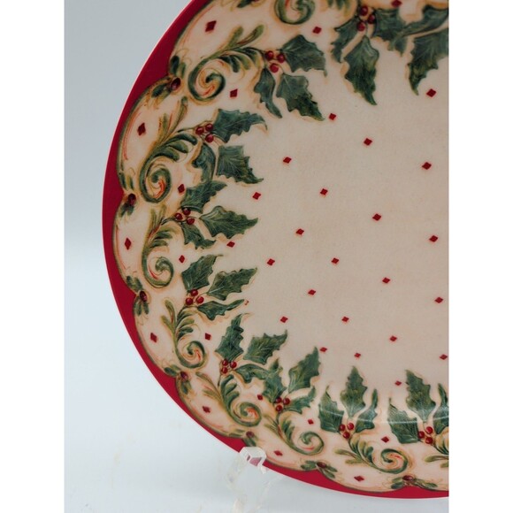 Cypress Home Holly Salad Plate Winter Christmas - Picture 2 of 5